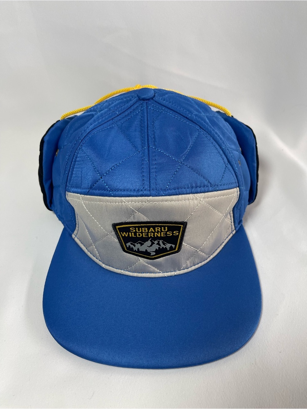 Subaru Wilderness trapper hat quilted hat blue adjustable hat Subaru crew